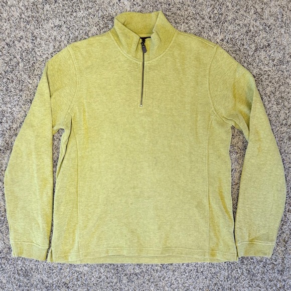 Orvis Other - Orvis Mens Quarter Zip Pullover Sweater Chartreuse Green Cotton Ribbed M 2B7A